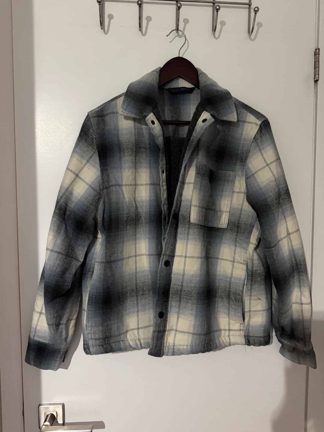 Zara Plaid Sherpa-Lined Shirt Jacket