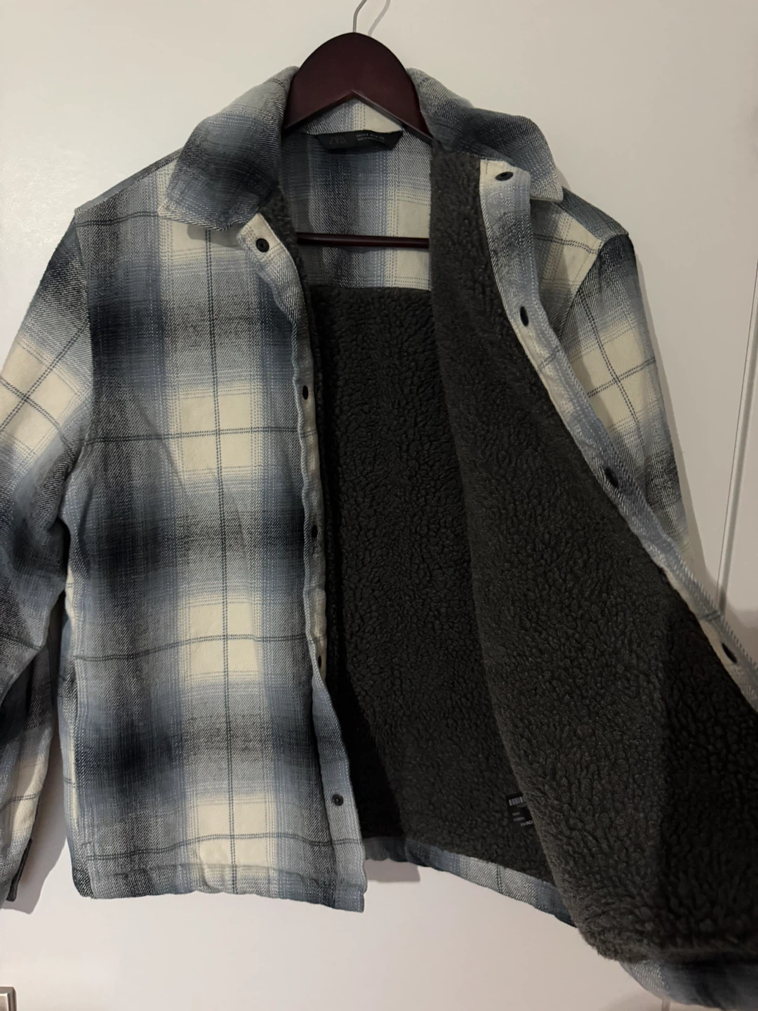 Zara Plaid Sherpa-Lined Shirt Jacket - photo 4
