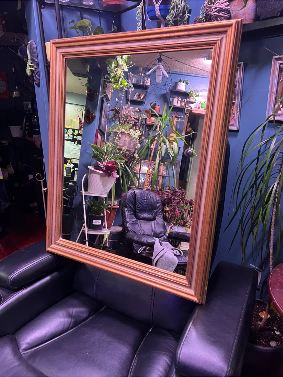 Large Wooden Frame Wall Mirror