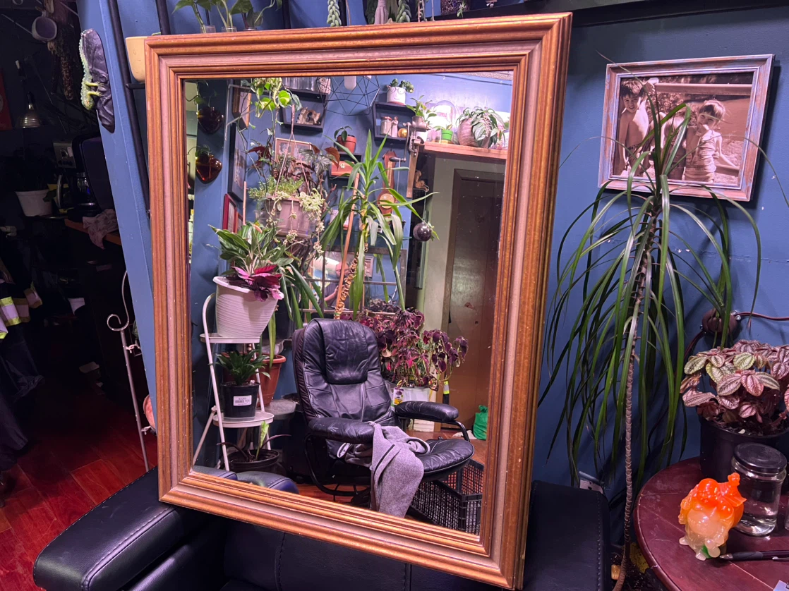 Large Wooden Frame Wall Mirror - photo 2