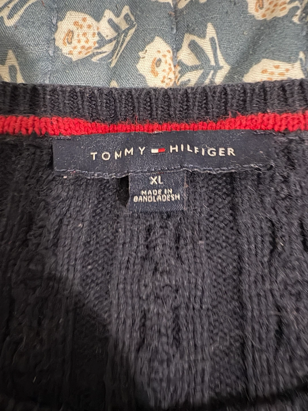 Tommy Hilfiger Cable Knit Sweater Navy White Red - photo 5