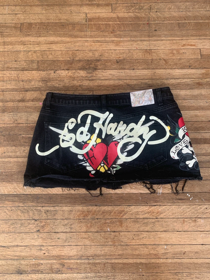 Ed Hardy black denim skirt - photo 2