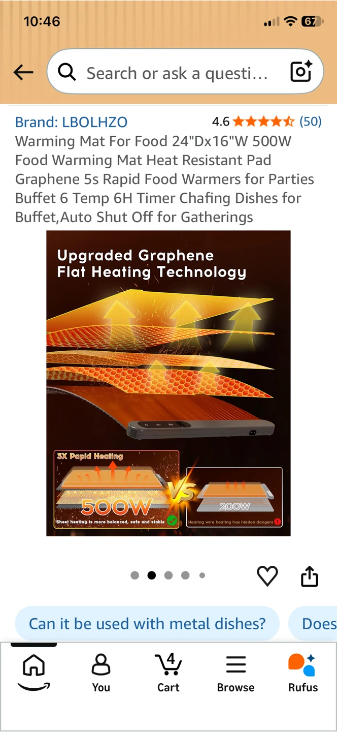 LBOLHZO Graphene Food Warming Mat 24"x16" - photo 2