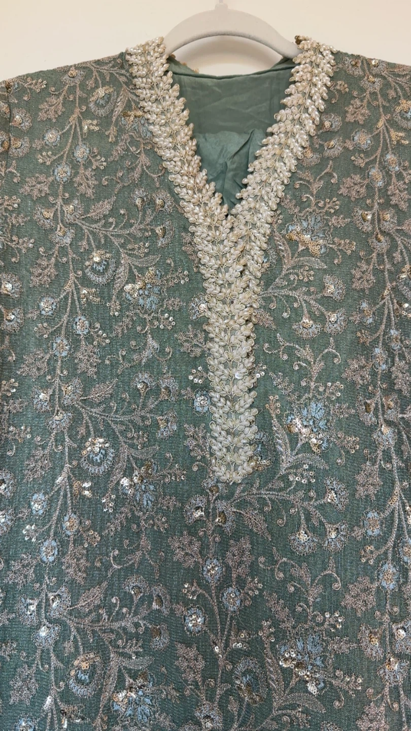 Sage Green Maria B Embroidered Kurti - photo 3