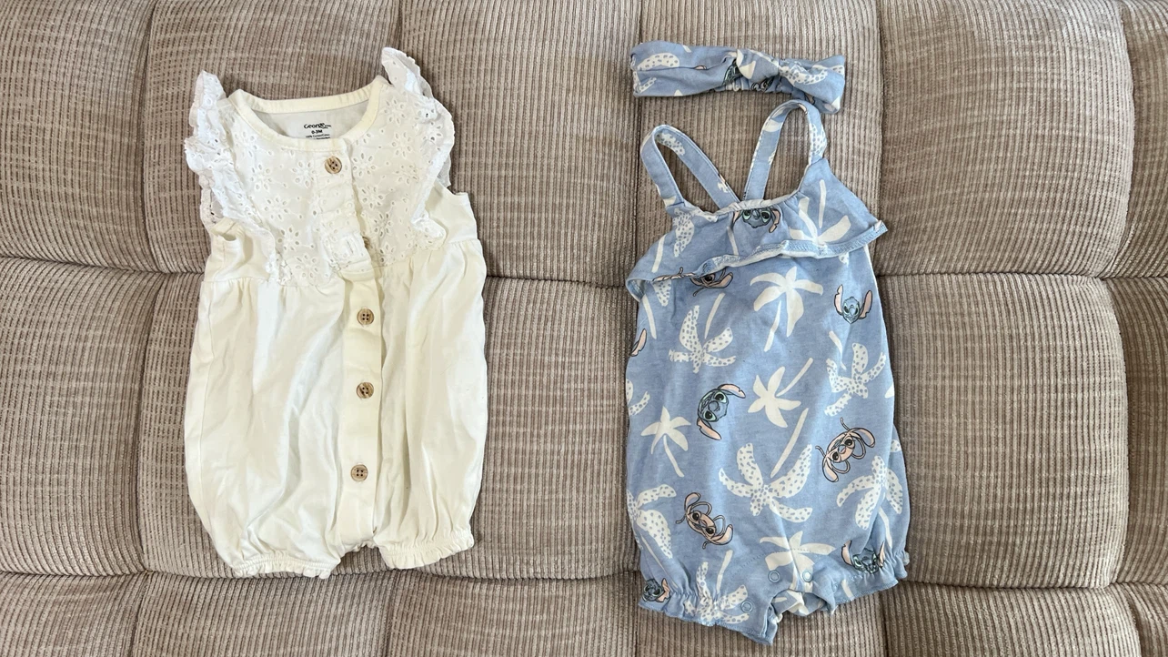 Two Baby Rompers Size 0-3 Months