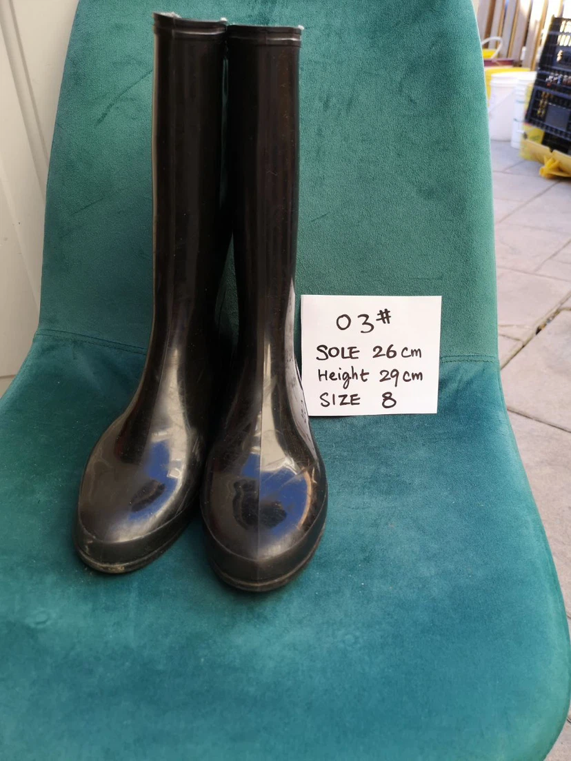 Brookline Black Rubber Rain Boots Size 8