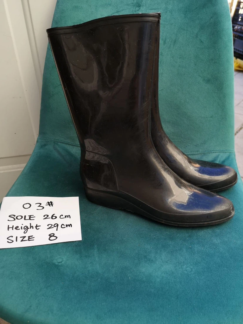 Brookline Black Rubber Rain Boots Size 8 - photo 2