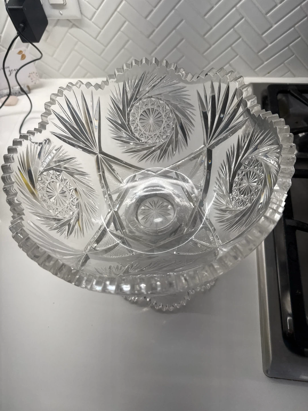 Vintage Cut Glass Crystal Compote Bowl - photo 2