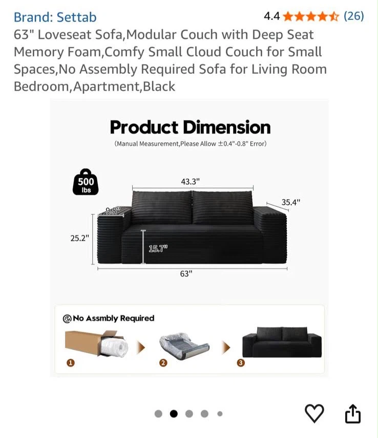 Black Loveseat Sofa