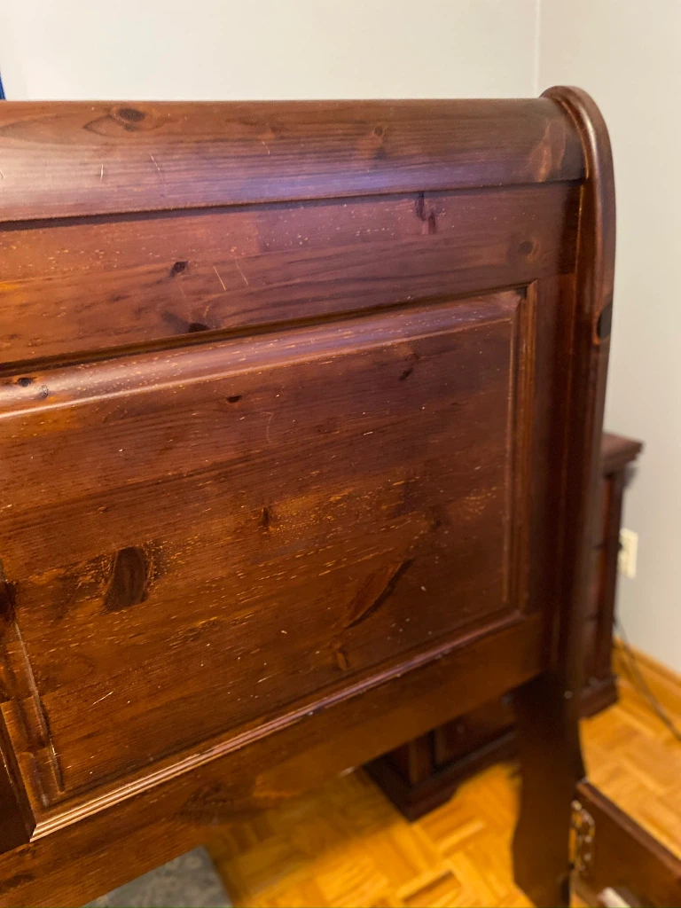 Solid Wood Sleigh Bed Frame - photo 3