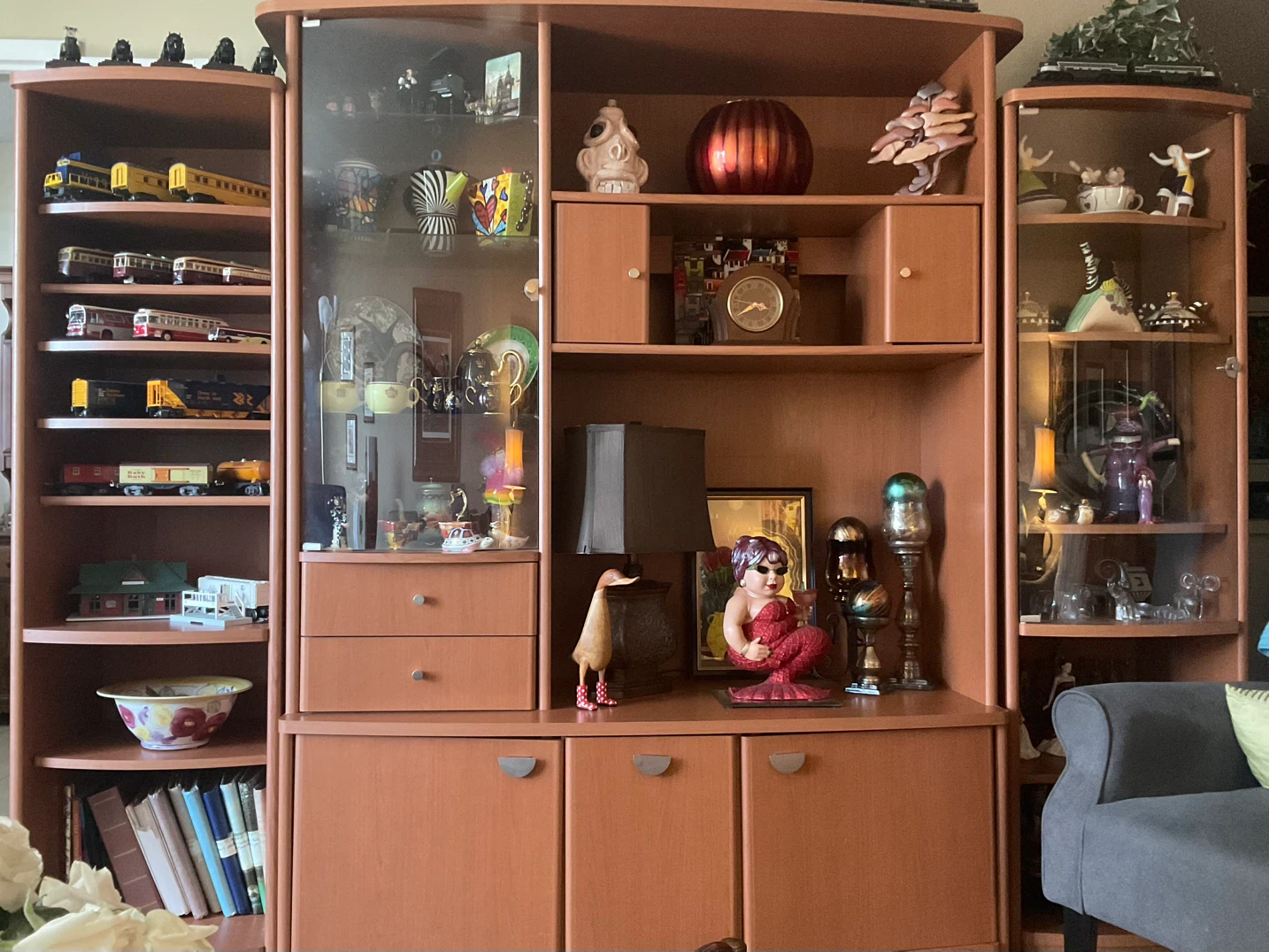 Large Wooden Display Wall Unit