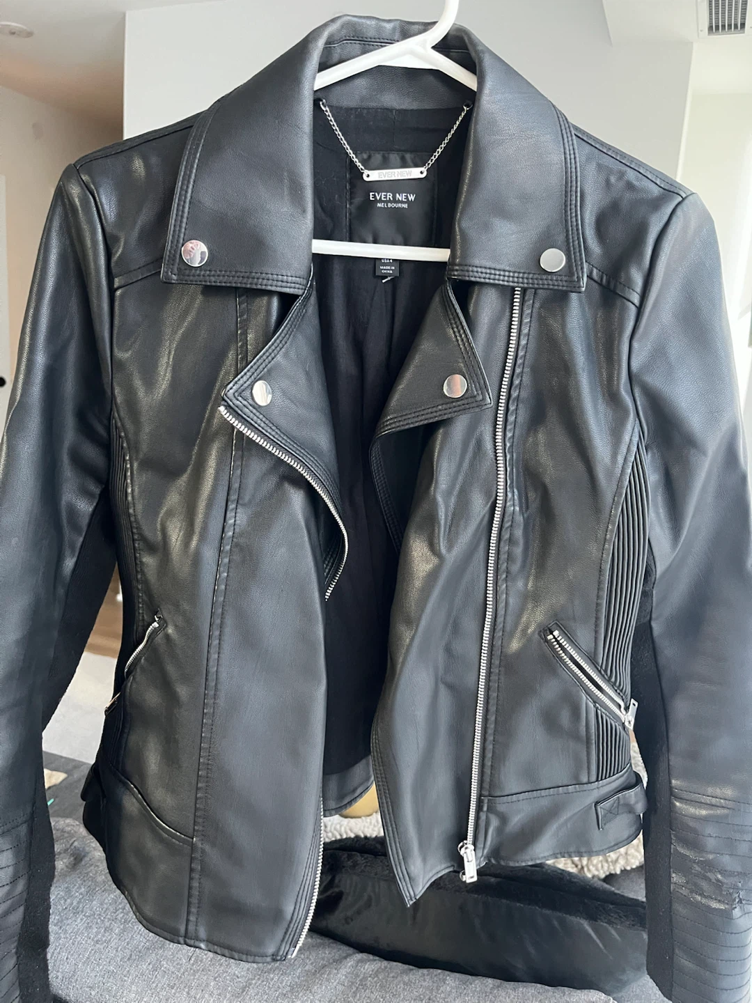 Ever New Black Faux Leather Jacket