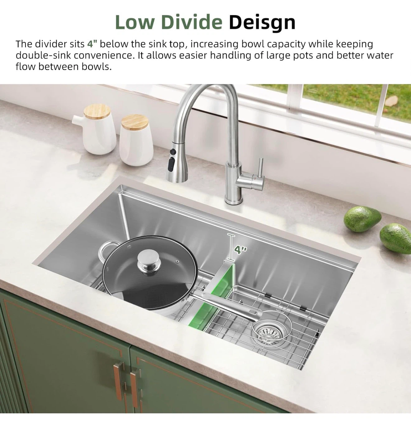 Davivy 33 Inch Double Bowl Undermount Stainless Kitchen Sink - photo 3