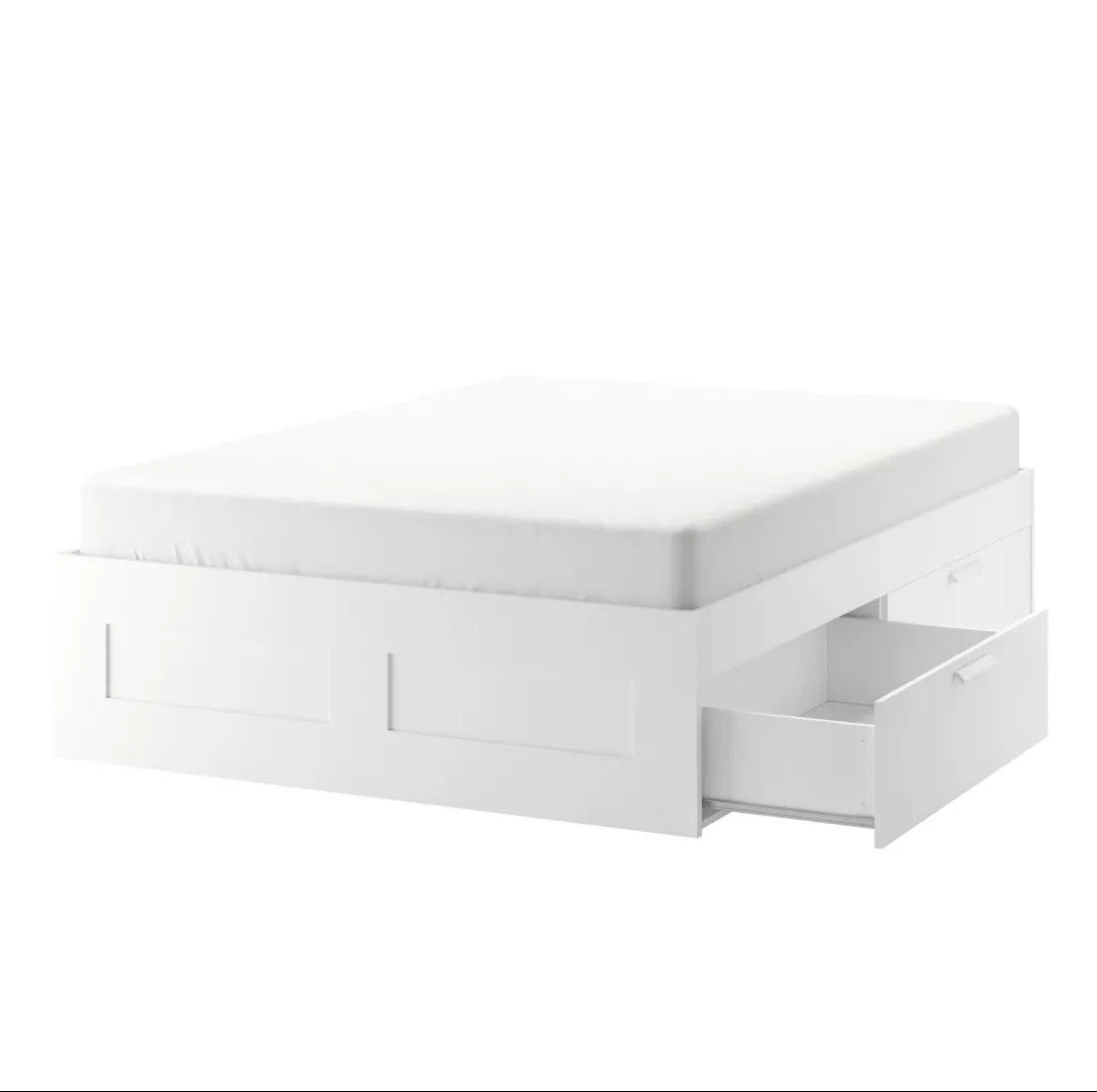 IKEA BRIMNES Queen Storage Bed + 12” Hybrid Mattress — Like New - photo 2