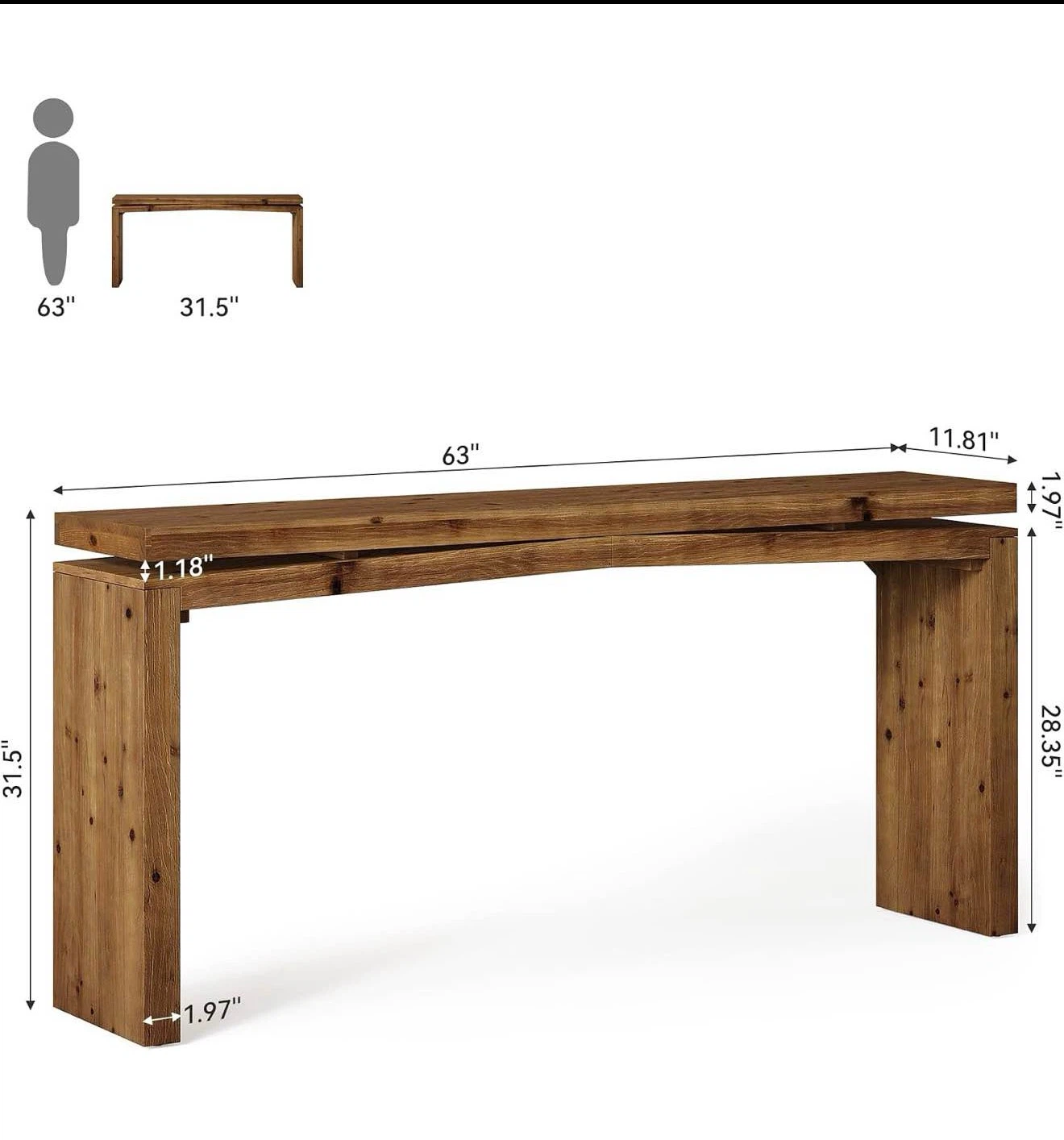 BNIB Rustic Wood Console Table - photo 2