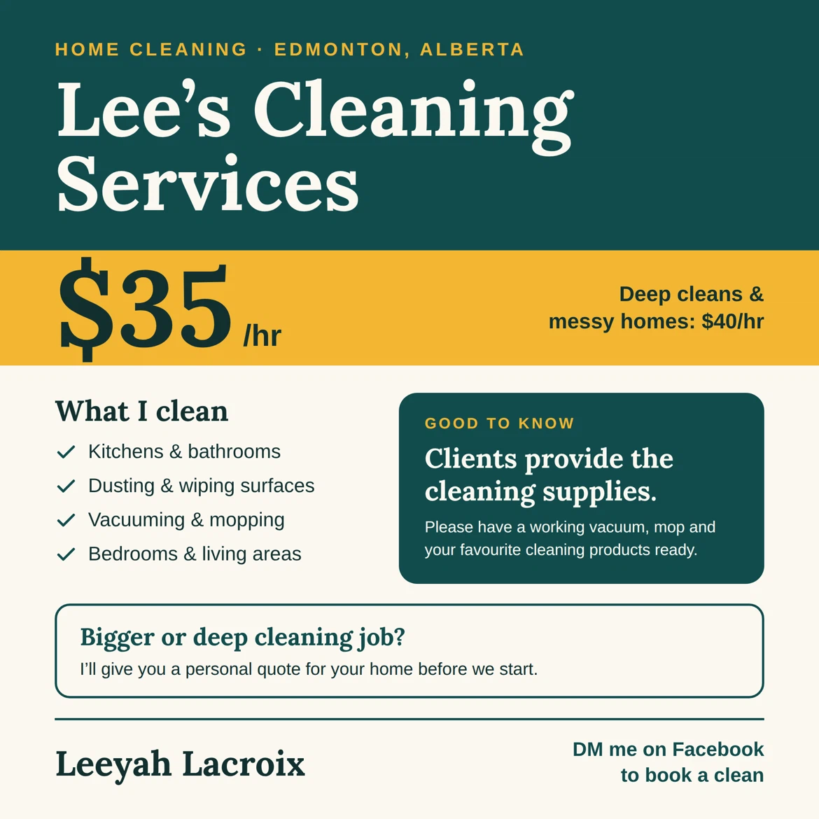 Cleaning services EDMONTON