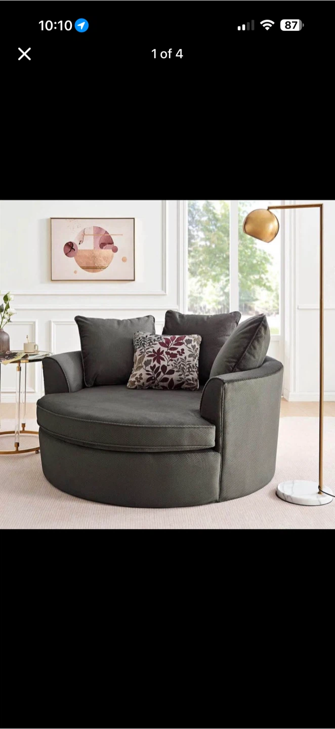 Asha Cuddler Dark Grey Round Chair