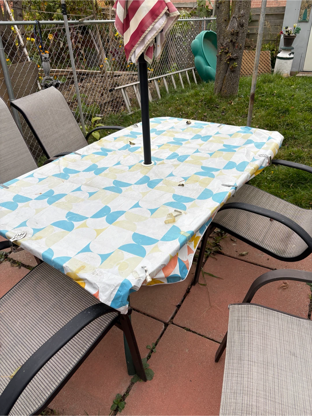 5-PATIO CHAIRS & GLASS TABLE