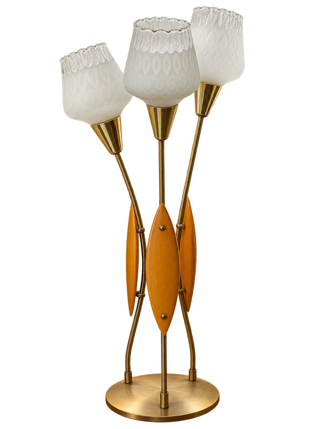 MCM Vintage Tulip Tri-Light Table Lamp — 32”H