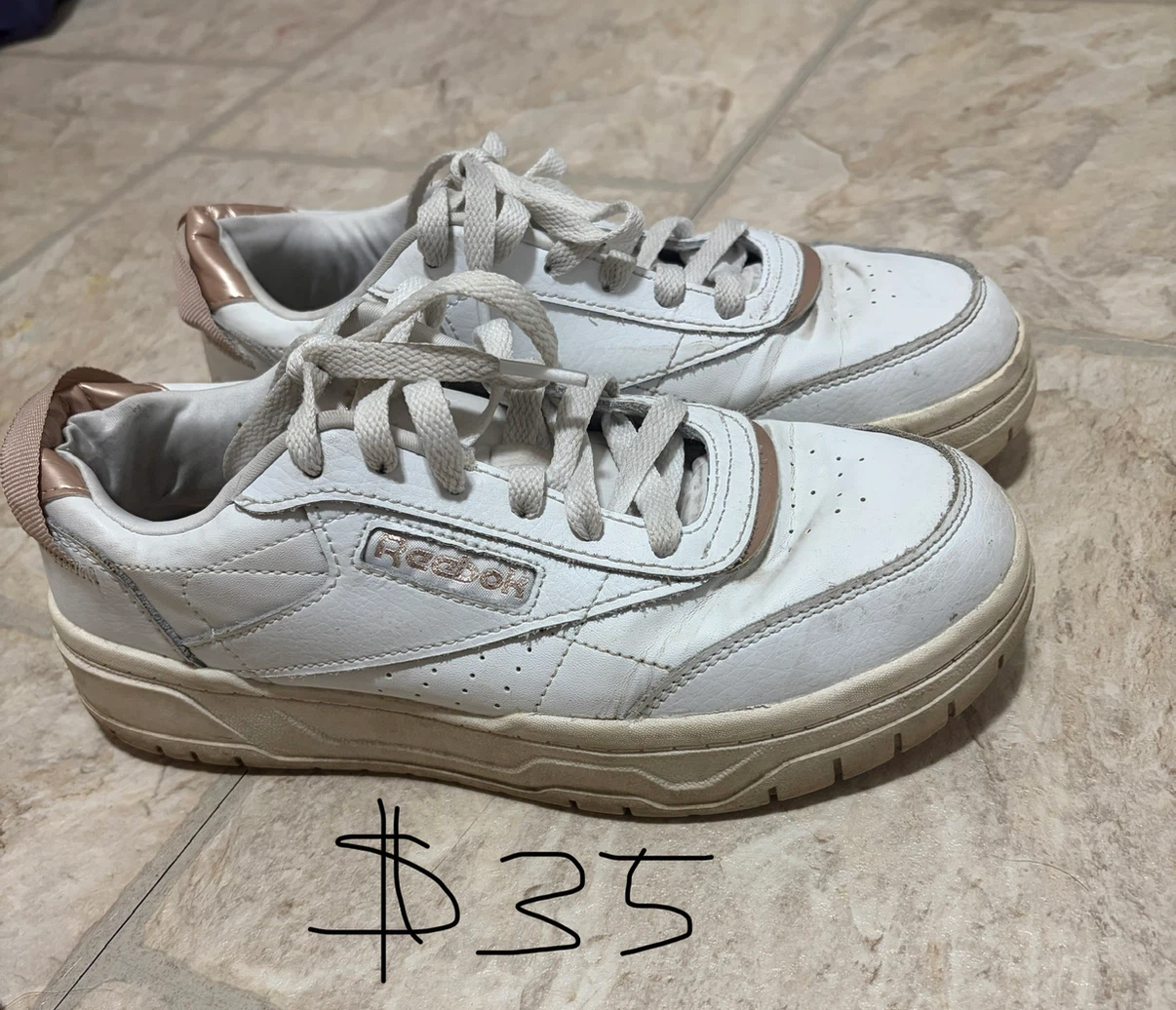 Reebok white and rose gold sneakers