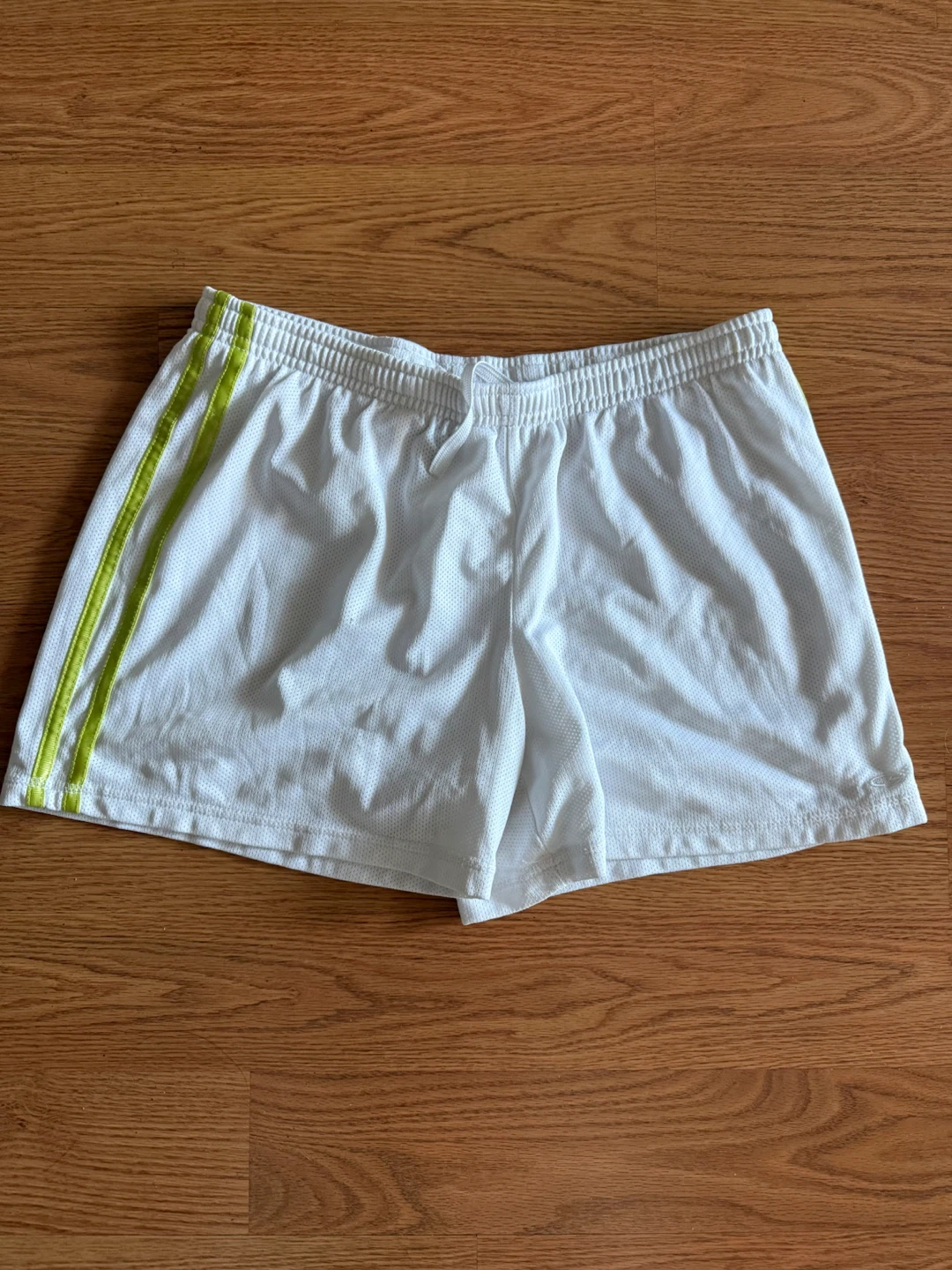 Champion Athletic Shorts White with Lime Green Stripes