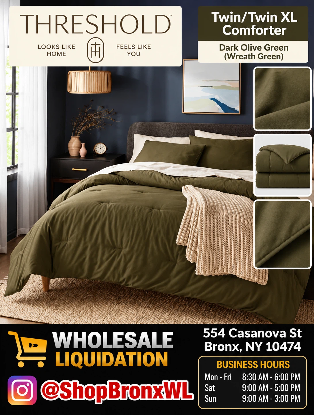 Threshold Twin/Twin XL Comforter - Dark Olive Green