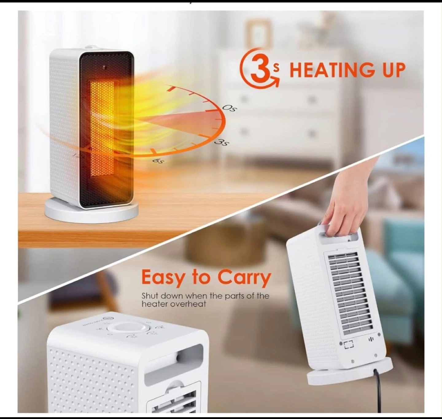 Portable 1200W Electric Space Heater - photo 2
