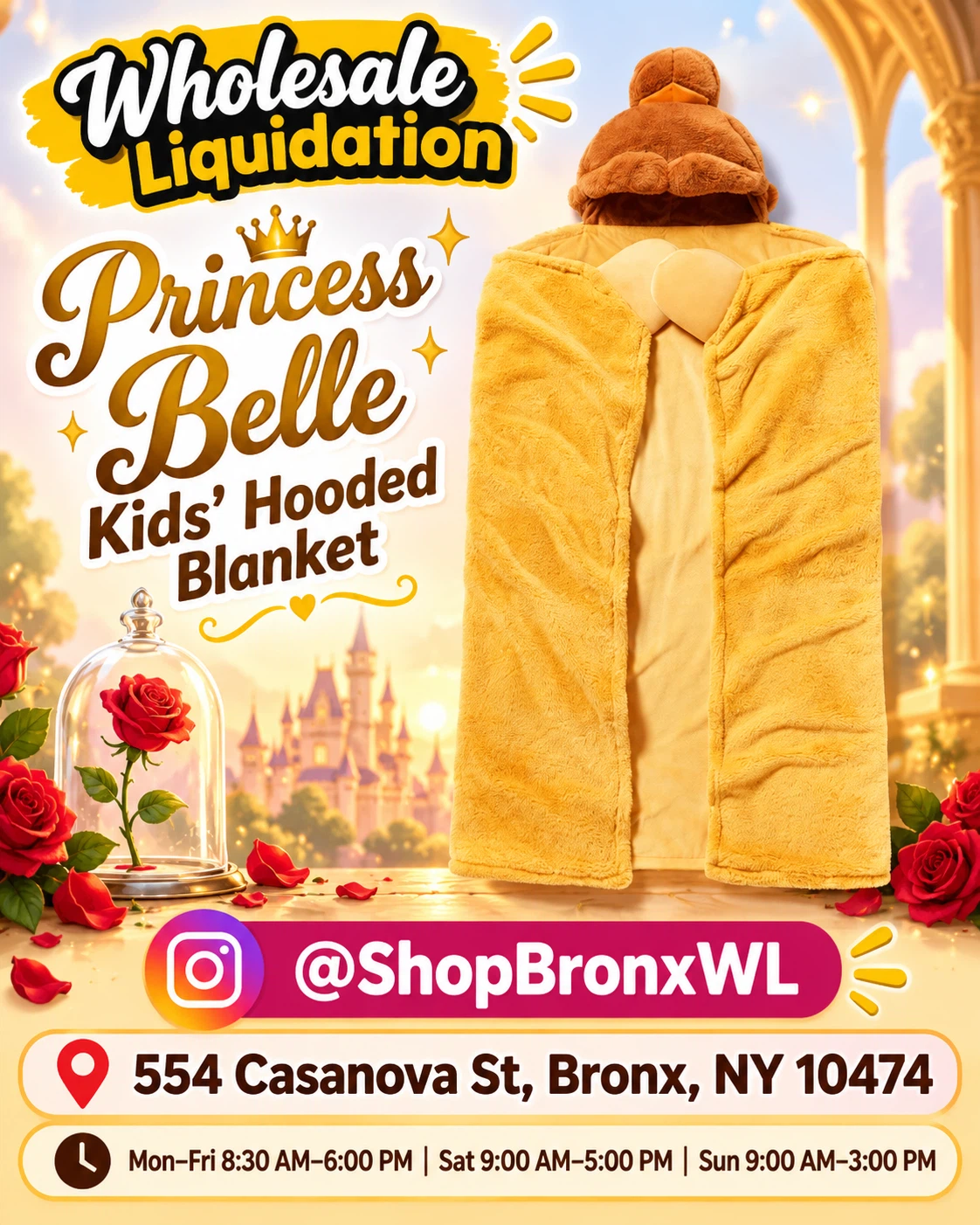 Disney Princess Belle Kids Hooded Blanket