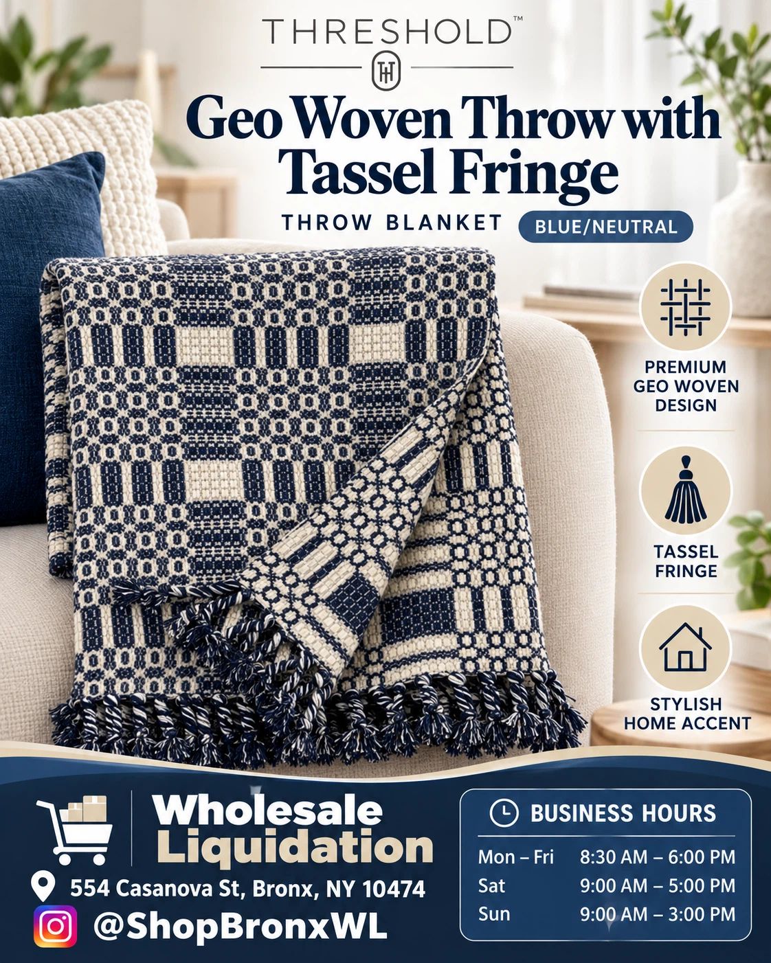 Threshold Geo Woven Throw with Tassel Fringe