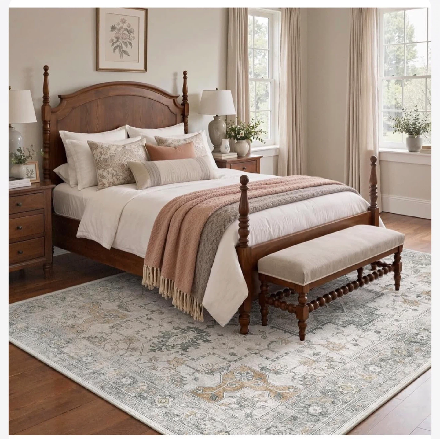 Traditional Pattern Low Pile Area Rug - photo 3