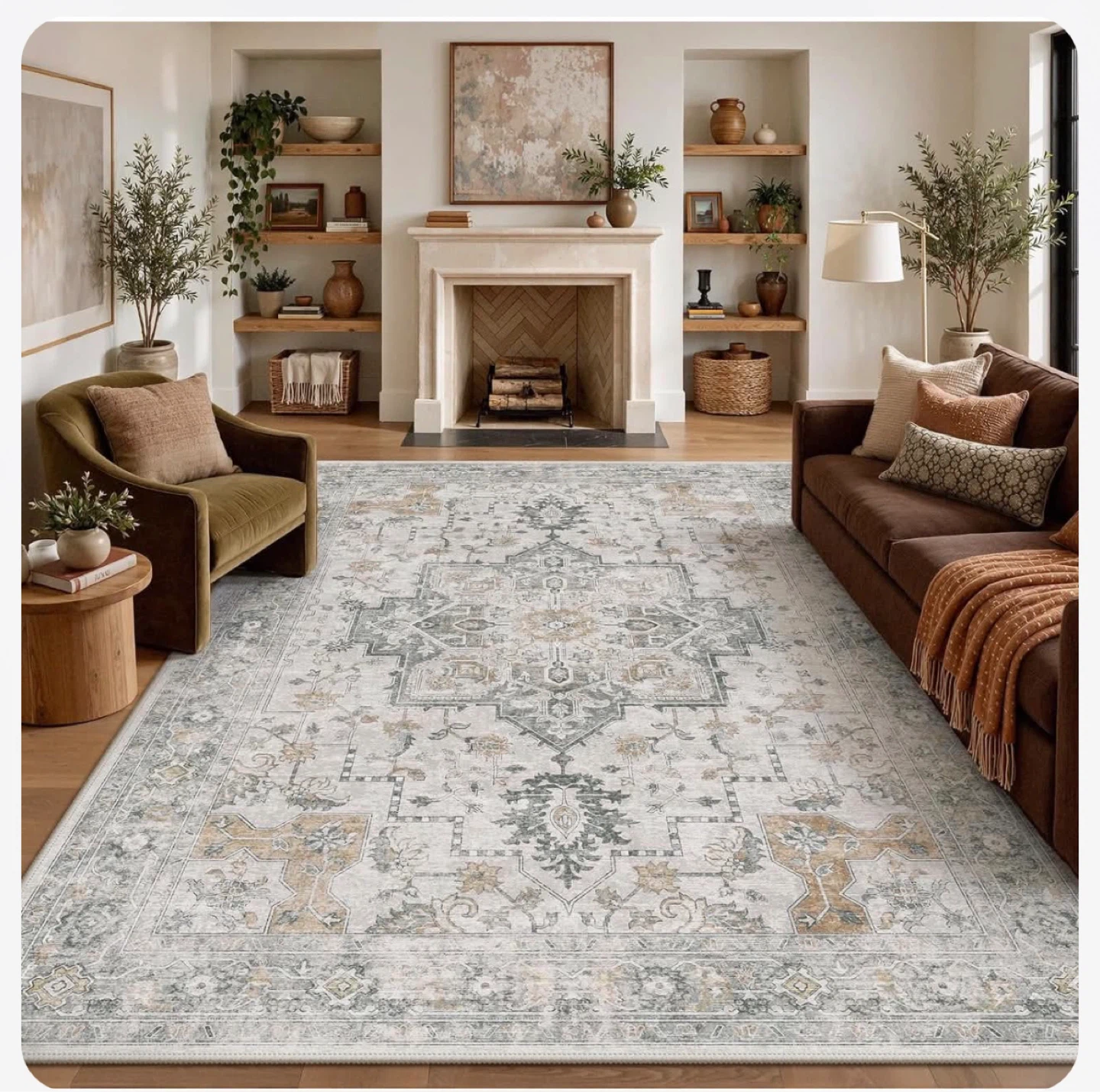 Traditional Pattern Low Pile Area Rug