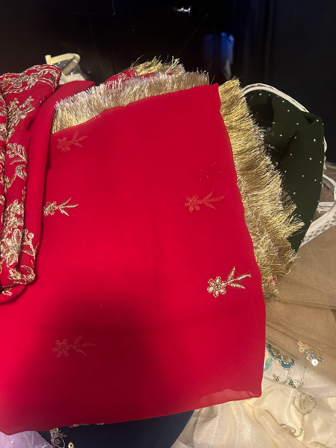 Red Embroidered plazo suit - photo 2