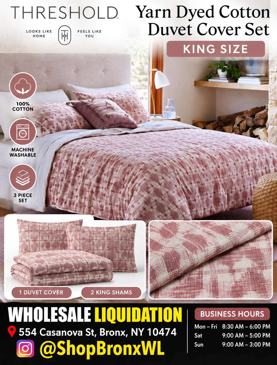 Threshold Yarn Dyed Cotton King Duvet Cover Set