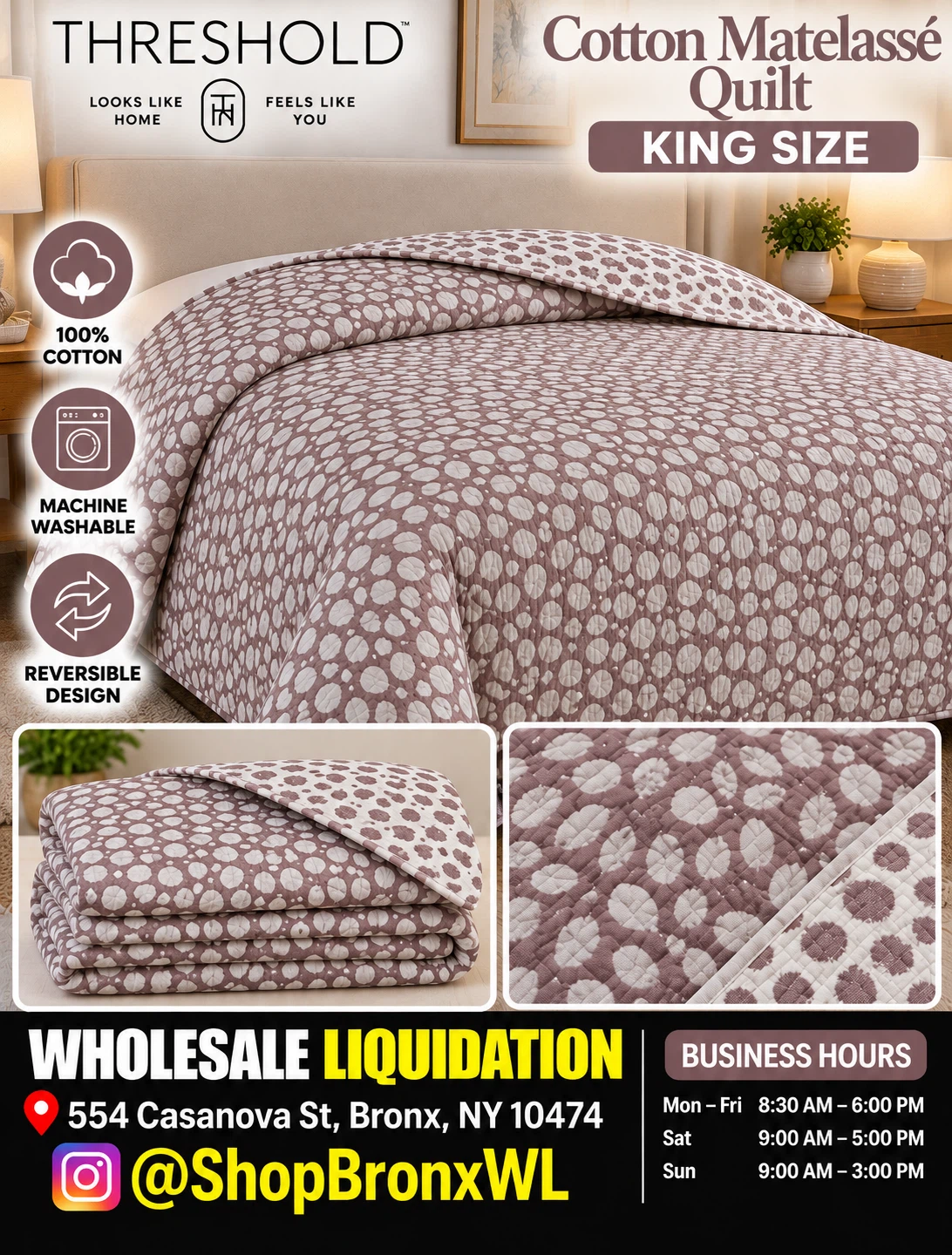 Threshold King Size Cotton Matelasse Quilt