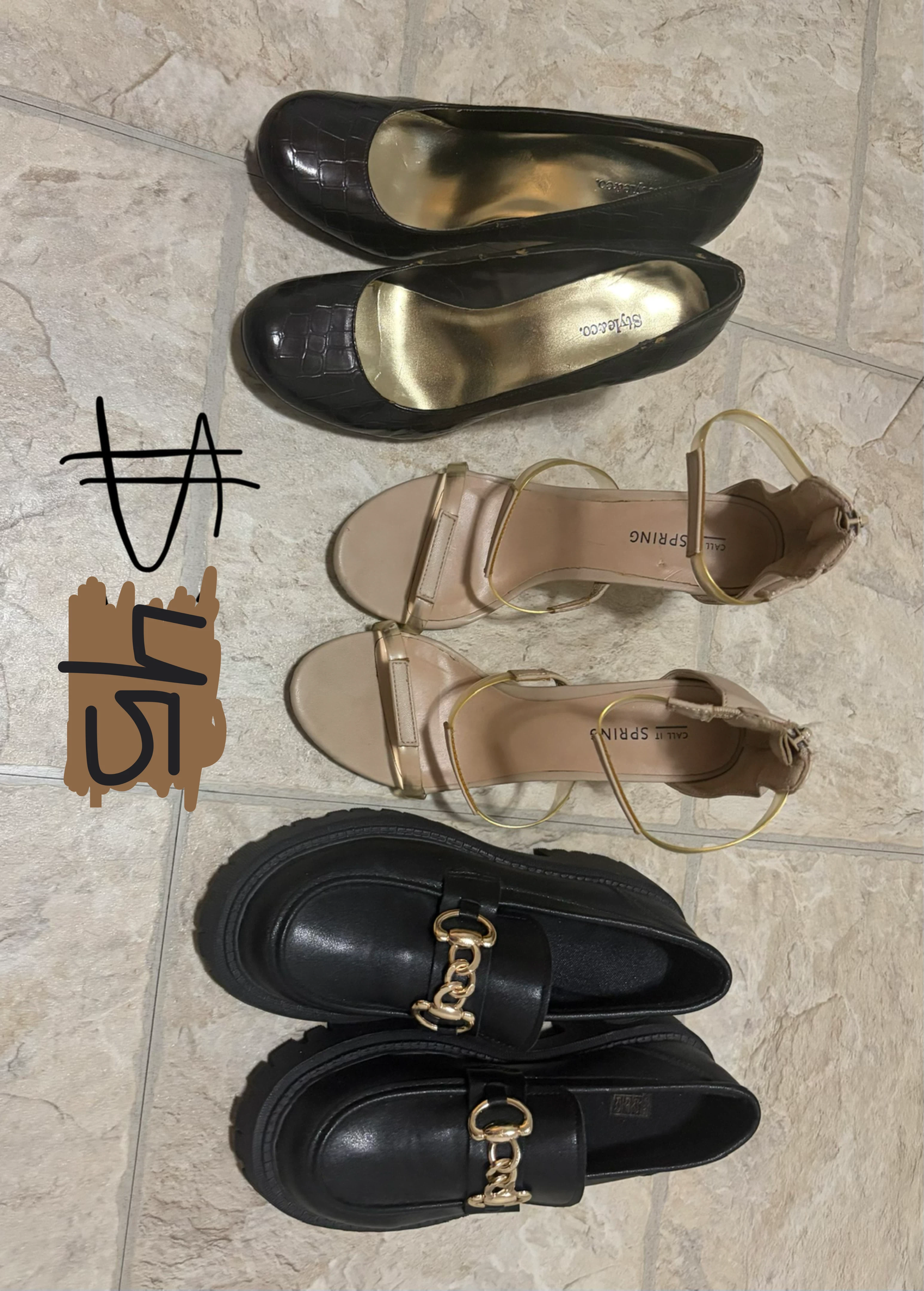 Three pairs of assorted women shoes
