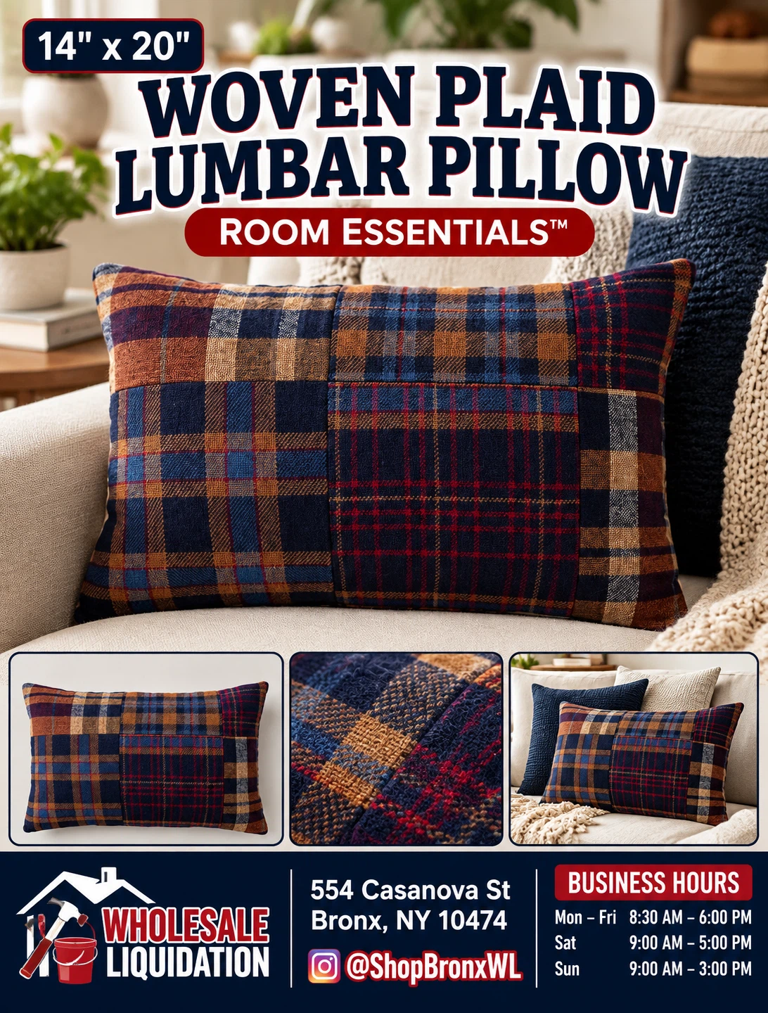 Room Essentials Woven Plaid Lumbar Pillow