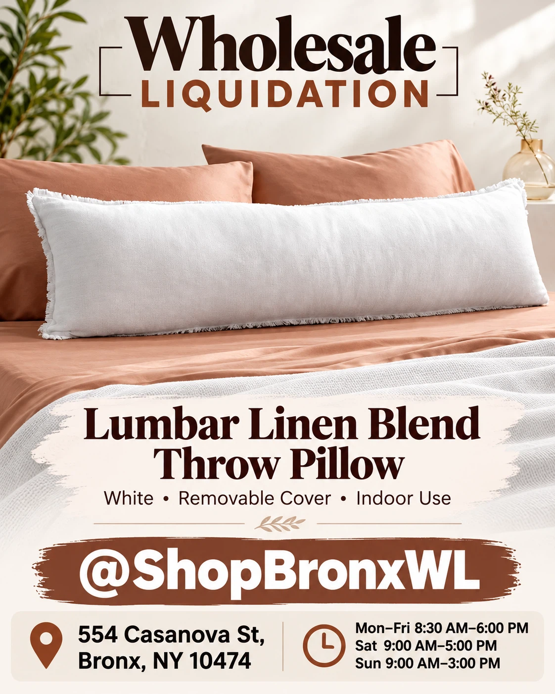 Lumbar Linen Blend Throw Pillow