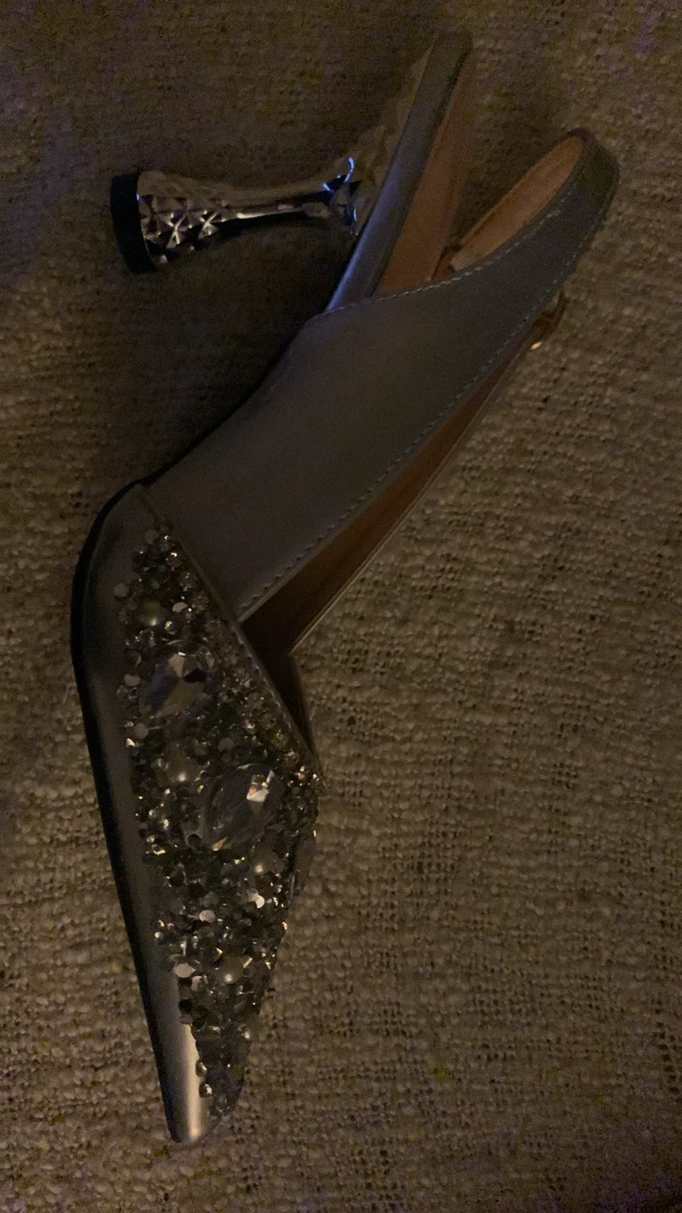 Silver Bejewelled Slingback Heels - photo 3