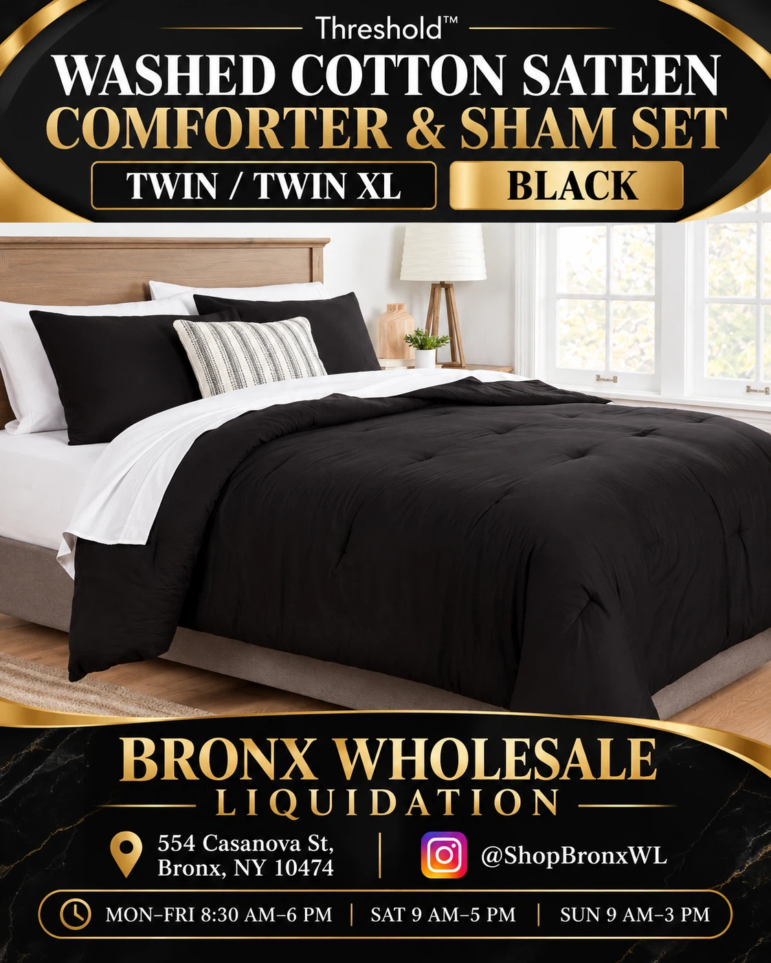 Threshold Washed Cotton Sateen Comforter & Sham Set