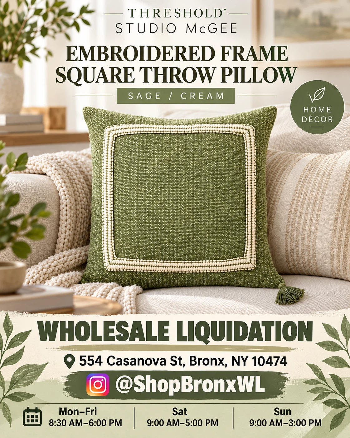 Threshold Studio McGee Embroidered Square Throw Pillow