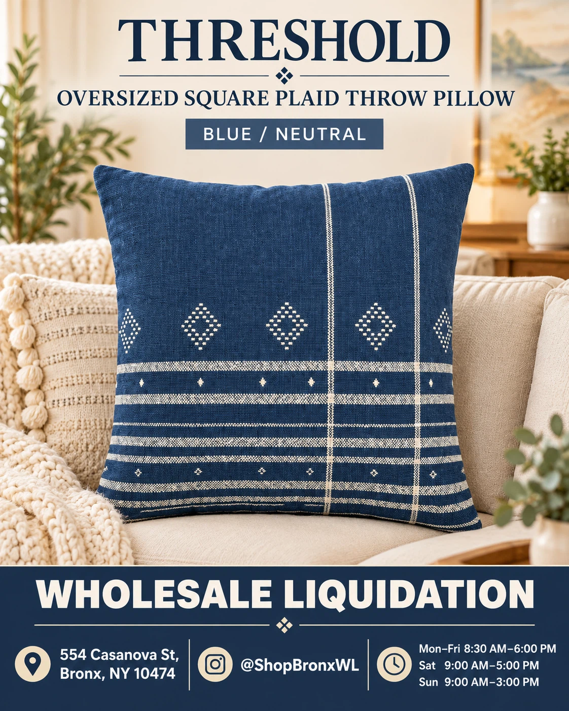 Threshold Oversized Square Plaid Throw Pillow