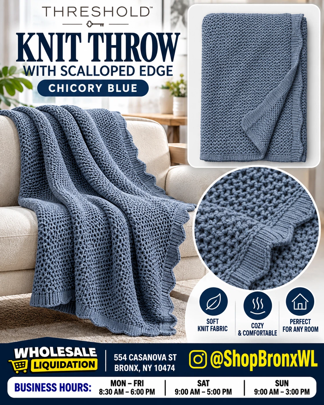 Threshold Knit Throw in Chicory Blue