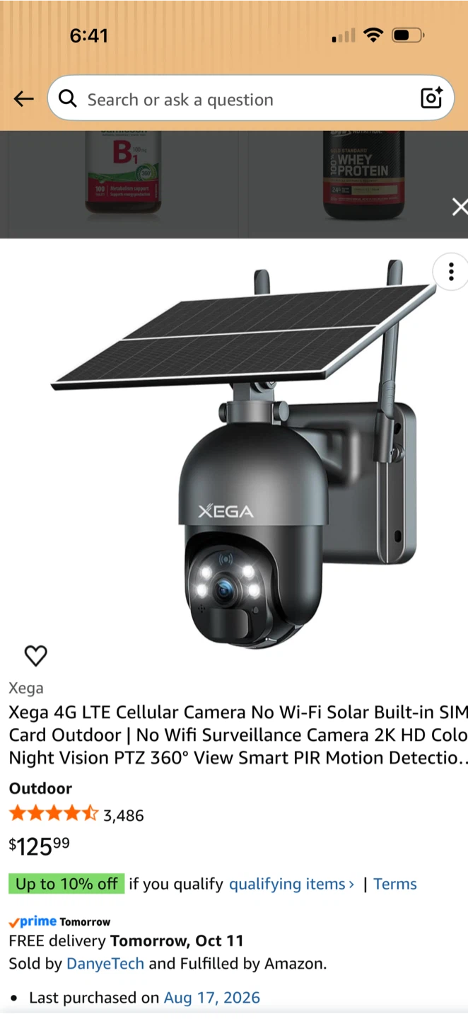 Xega 4G LTE Cellular Solar Security Camera