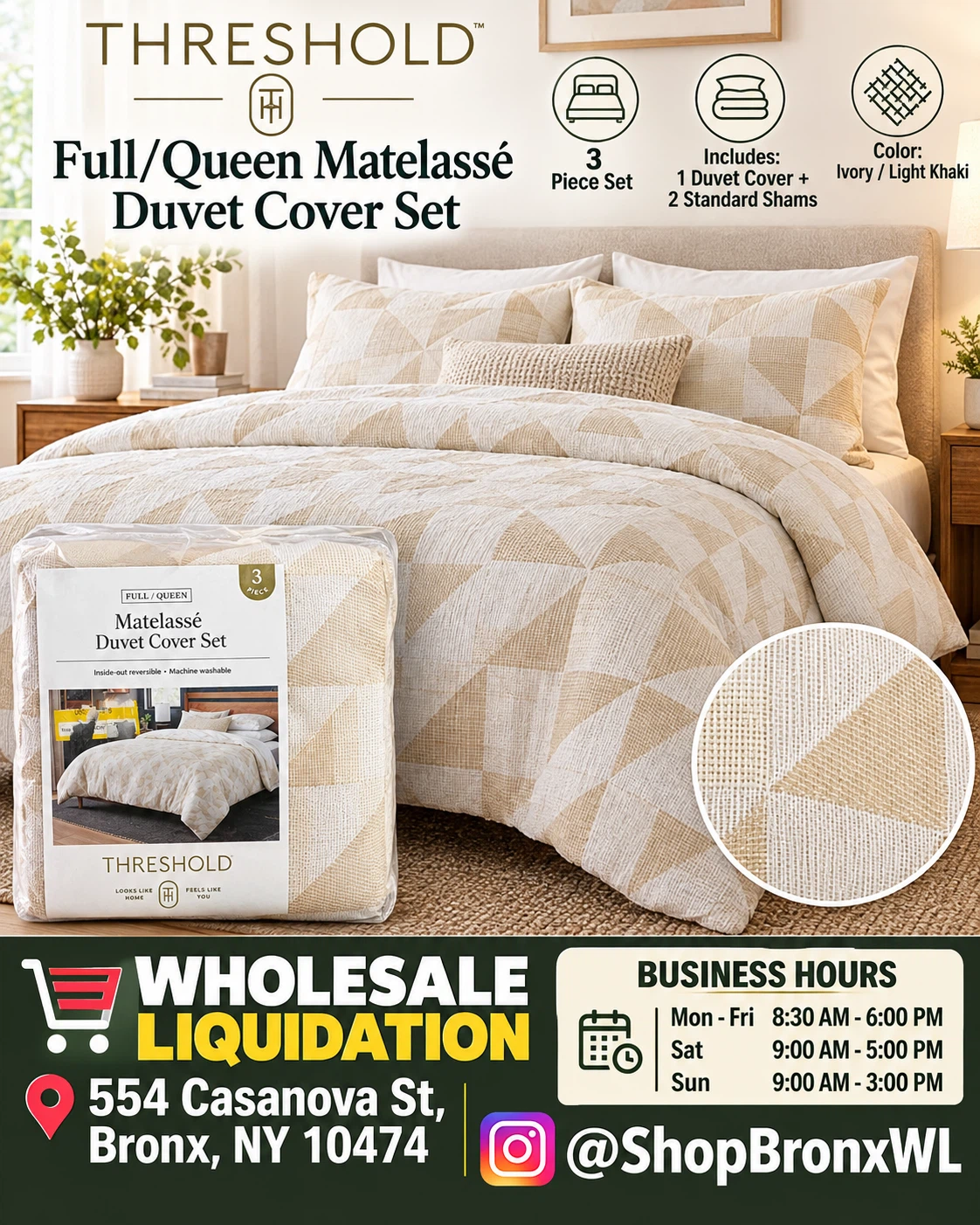 Threshold Full/Queen Matelassé Duvet Cover Set