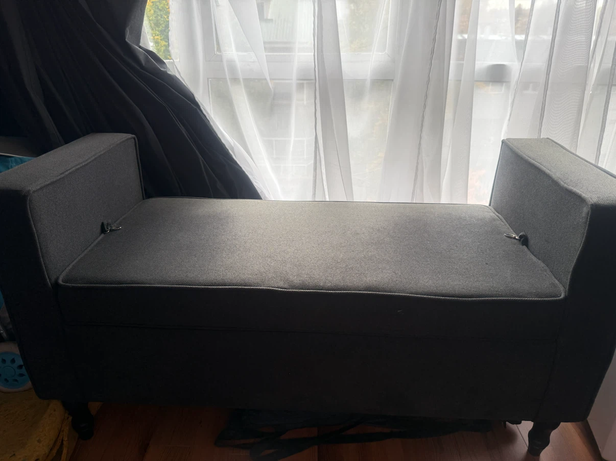 Grey Fabric Storage Bench