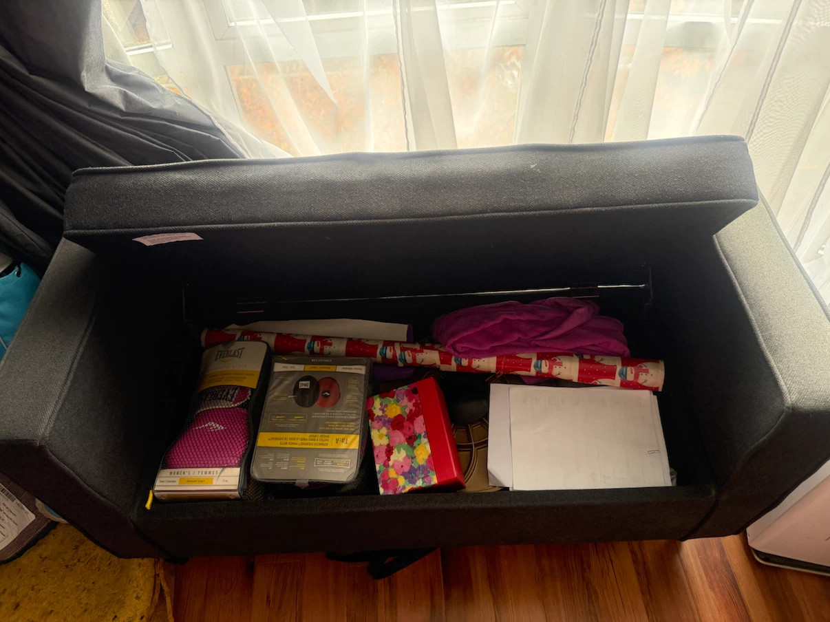 Grey Fabric Storage Bench - photo 2