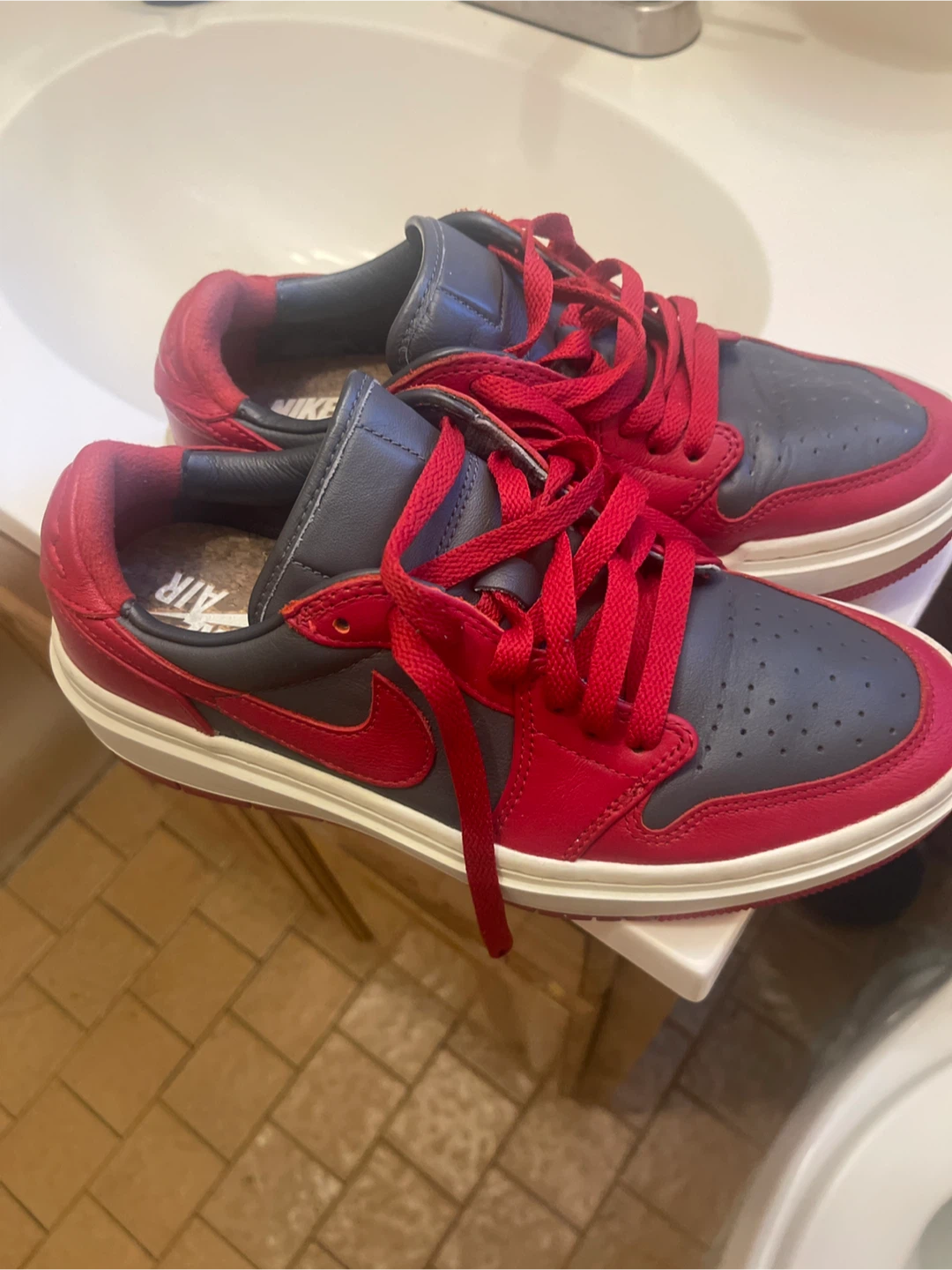 Nike Air Jordan 1 Low Sneakers Red Grey US 8 - photo 2