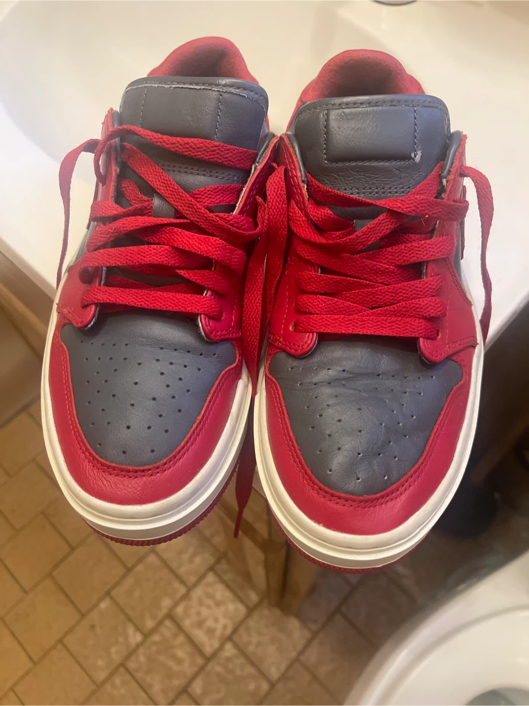 Nike Air Jordan 1 Low Sneakers Red Grey US 8