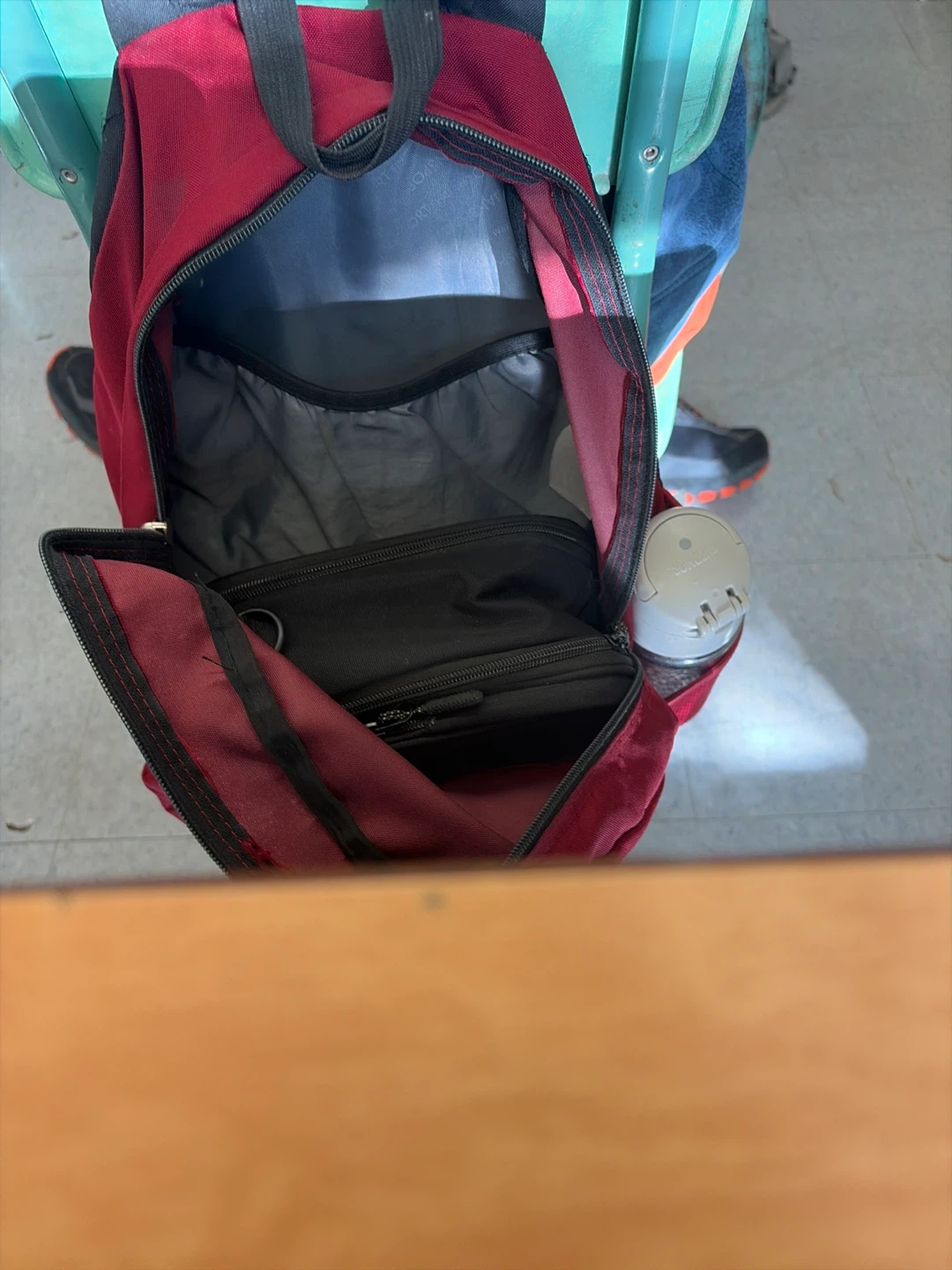 Maroon Backpack with Side Pocket