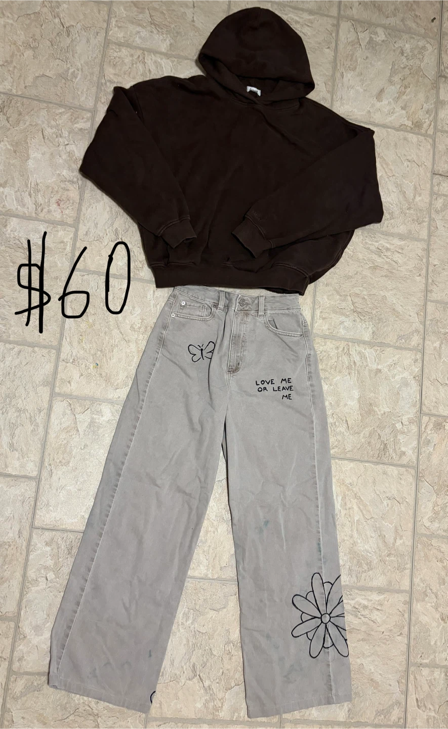 Garage hoodie and garage graphic jeans set